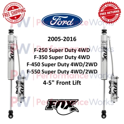 Par de amortiguadores de depósito Fox 2.0 para 05-16 F250 F350 F450 F550 SD con elevación delantera de 4-5" Foto 1 de 4
