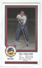 1984-85 Victoria Cougars (WHL) Bill Gregoire postcard