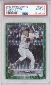 PSA 10 - STEVEN KWAN 2022 Topps Update GREEN FOIL RC 294/499 Indians #US261 - Picture 1 of 2
