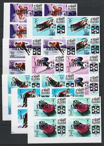Fujeira | UAE 1969 Grenoble Olympics 68 Ovptd 'SAPPORO 72' IMPERF Block Set VFNH - Picture 1 of 2