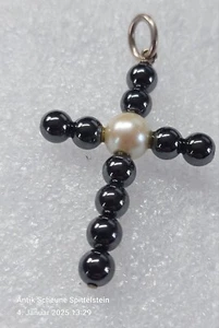 Wunderschönes Kreuz aus Hämatit und 1 Perle - Picture 1 of 4