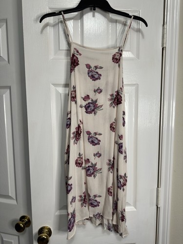 OFF WHITE Abito Mimi Chica taglia M boho bianco sporco con fiori rosa cinturini regolabili