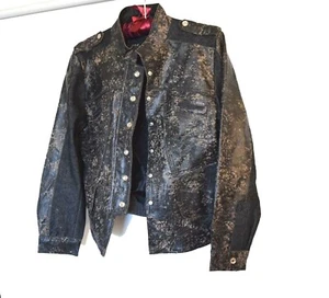 Junior Echtleder Denim Bikerjacke von H&D Langarm schwarz Motorrad L - Bild 1 von 8