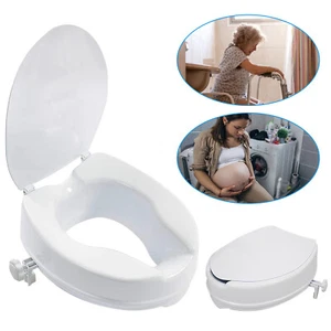 6/10/16CM Toilettensitzerhöhung mit Deckel Sitzerhöhung erhöhte Toilettensitze - Bild 1 von 14