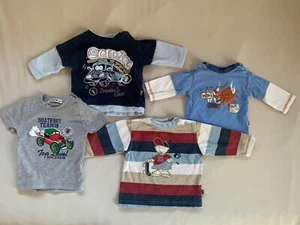 Baby Shirts Jungen 3x Langarm 1x Kurzarm Gr. 62/68 bis 12 Monate - Bild 1 von 5