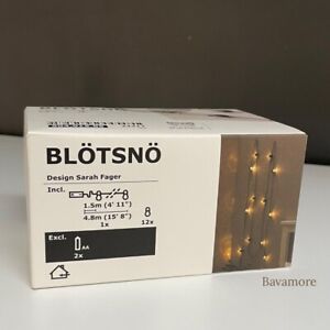 Ikea BLÖTSNÖ LED string light with 12 lights, indoor/battery operated black NEW
