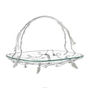 Argento Placcato Quadrato Piastra Con Henkel 29,5 X 29,5 CM Argento - Foto 1 di 6