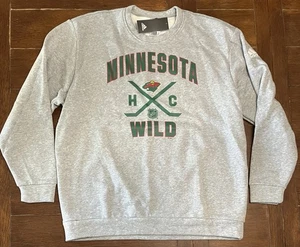 Men’s Adidas Size XL Minnesota Wild Grey Fleece Crew Neck Sweater NWT - Picture 1 of 4