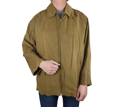 Chaqueta Harrington Ermenegildo Zegna Mezcla Seda Caqui Clásica Dinero Antiguo Estilo M Foto 1 de 4