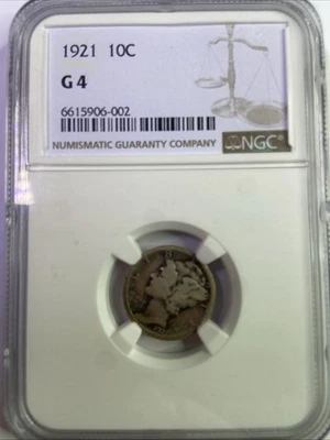 1921 Philadelphia Mint Silver Mercury Dime NGC G4 Key Date - Image 1 of 4