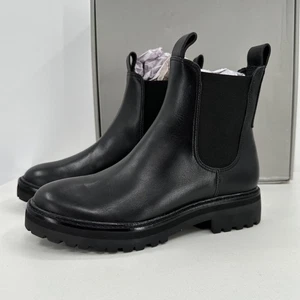 Everlane The Lug Chelsea Boot Schwarz Größe 8 Damen Leder Knöchel Grobe Sohle - Bild 1 von 8
