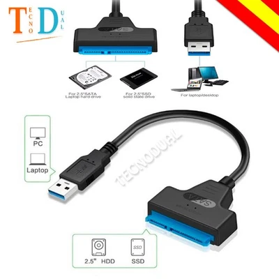 TECNODUAL CABLE Conector ADAPTADOR USB 3.0 a SATA 2,5" Disco Duro SSD Ordenador