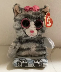 Ty Peek-A-Boo Cell Phone Holder MOLLY Grey Tabby Cat 5" NEW - Picture 1 of 7