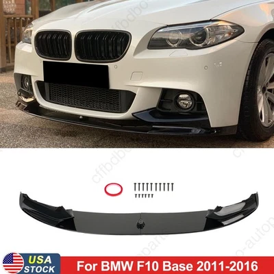 Alerón de parachoques delantero negro brillante divisor de labios para BMW F10 535i 528i MSport 11-16 Foto 1 de 4