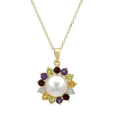 Lindo colar com pérolas falsas e pedras naturais em prata banhada a ouro 14K/925 18 - Imagem 1 de 2