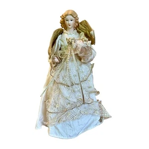 Vintage Porzellan Gesicht Engel Baumspitze Weihnachtsdeko religiös Gold 11 Zoll - Bild 1 von 3