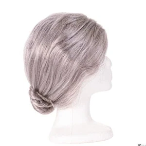 Old Lady Granny Grandma Low Bun Style Humorous Costume Grey Halloween Wig, Fo... - Picture 1 of 6