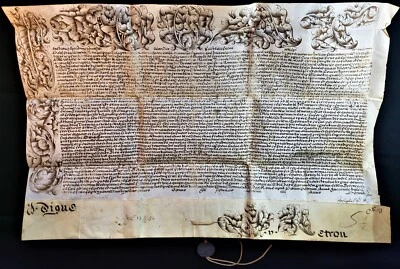 POPE BENOIT XIII BULL WITH LEAD SEAL Signed by Cardinal Pierluigi Carafa - 1725  - Image 1 of 4