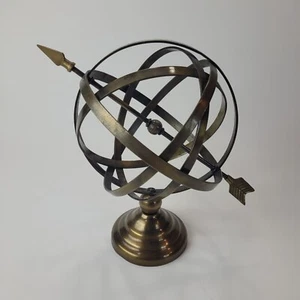 Vtg Brass Bronze Armillary Sphere Arrow Nautical Mariment Gilt Metal Globe Decor - Picture 1 of 7