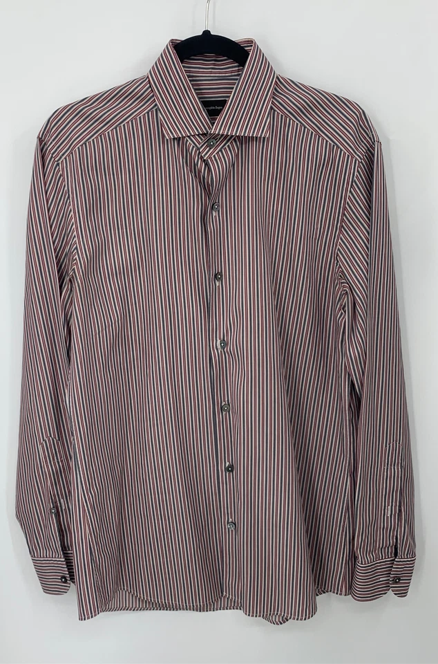 Camisa Ermenegildo Zegna Para Hombres Roja Gris Manga Larga Con Botones talla M Foto 1 de 4