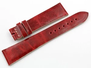 Cinturino Made in Italy Band Cuoio Trama MARMO Rosso Lucido Ansa 20mm Ricambio - Picture 1 of 4