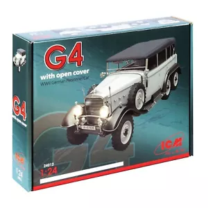 ICM 24012 Modellino in plastica 1:24 Typ G4 con coperchio aperto, auto personale tedesca seconda guerra mondiale - Foto 1 di 13