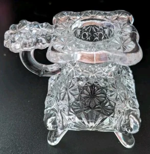 4 Vintage L.G. Wright Daisy & Button Clear Glass Footed Candle Holders  - Picture 1 of 14