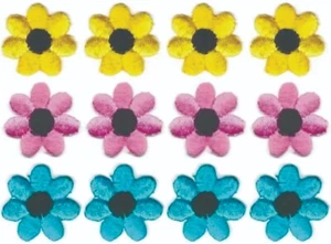 Yellow Pink Blue Daisy Flower Patch Embroidered Cut out Iron on (3/4") Lot of 12 - Picture 1 of 1