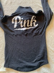 PINK Victoria's Secret Women's Size M Polo Sweatshirt, Grey/Dark Grey, 1/4 Snap - Picture 1 of 7