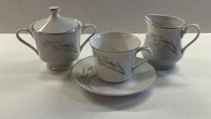 5 Pc Nasco SAXONY Fine China Tea Cup & Saucer, Creamer And Sugar Bowl Set Wheat - Picture 1 of 12