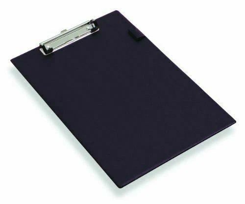 BLACK A4 FOOLSCAP CLIPBOARD PVC CLIP BOARD Pen Holder Filing PVC FREE Delivery - Image 1 of 1