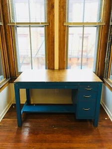 Vintage Metal Desk- blue - Picture 1 of 14