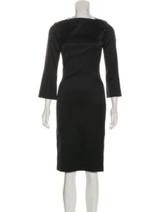 Marc Jacobs Italy Black Satin Boat Neck Sequin Back Cocktail Dress Size 2 - Picture 1 of 7