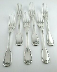 Antique French 950 Sterling Silver Dinner Forks 8" c. 1833  6 Pcs.