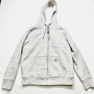 Carhartt Hoodie Girls M (8-10) Heather Gray Cotton Sherpa Lined Pockets Full Zip - Picture 1 of 17