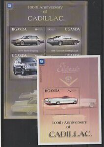 Uganda 2003 -100° Anniversary Cadillac 5 V. IN 2 Bf MNH MF95542