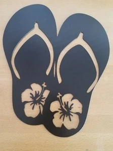 Flip Flops Flowers metal wall art plasma cut decor gift idea beach - Picture 1 of 1