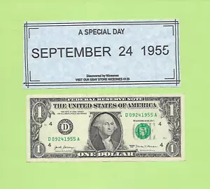 SEPTEMBER 24, 1955 ... 2017 $1 D 0924 1955 A .. BIRTHDAY NOTE 09-24-1955 - Picture 1 of 1