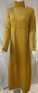 MONTE The Label Mustard Velour Striped-Turtle Neck, LSleeve Maxi Women’s Dress M - Picture 1 of 14