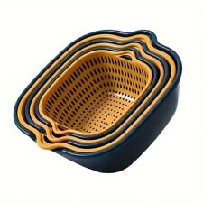 6pcs Set Kitchen Strainer Draining Basket  Colander Plastic Washing Bowl NEW