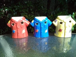 3pz Camicia Fiore Ceramica Stella Diffusore Olio Tea Light Portacandele - Foto 1 di 2