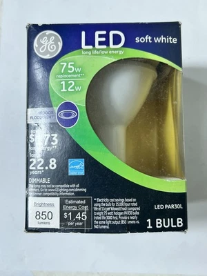 NEW GE LED Bulb 96847 12W/75W Soft White Dimmable Indoor Floodlight PAR30L 850 L - Image 1 of 4