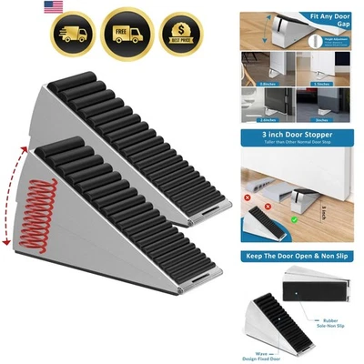 Paquete de 2 tapones de puerta de alta resistencia cuña ajustable por resorte de 3" de alto para uso inferior Foto 1 de 4