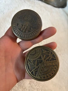 2 Ornate Eastlake/Victorian Brass Bronze Doorknobs 19th C Original Bradford - Picture 1 of 13