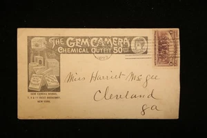 US COVER GEM CAMERA ILLUSTRATED ADVERTISING NEW YORK 1893 BACKSTAMP - Picture 1 of 2