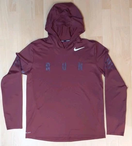 Nike Dri Fit Running Shirt Mens L Maroon Hoodie Sweatshirt Pullover Athletic - Picture 1 of 10