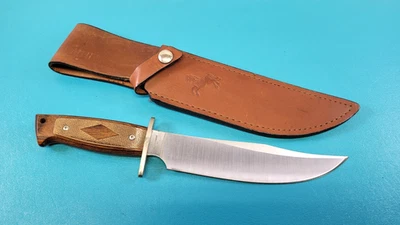 Cuchillo Bowie de acero inoxidable COLT CT1 hoja fija medallón empuñaduras de madera hecho en EE. UU. TR574 Foto 1 de 4