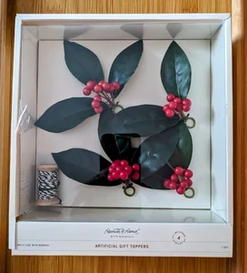 NIB Hearth and Hand Magnolia Artificial Gift Toppers Holly Leaf With Berries - Picture 1 of 2