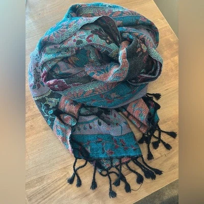 Sacred Threads Vibrant Floral Bohemian Fringe Shawl/Scarf (Oversized) - Image 1 of 4