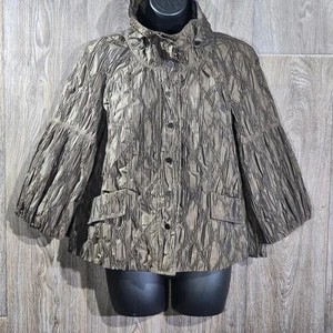 Abrigo Chaqueta Arrugada Carlisle Vintage Y2K Mangas Abullonadas Aplastadas Talla 4 Marrón - Imagen 1 de 18